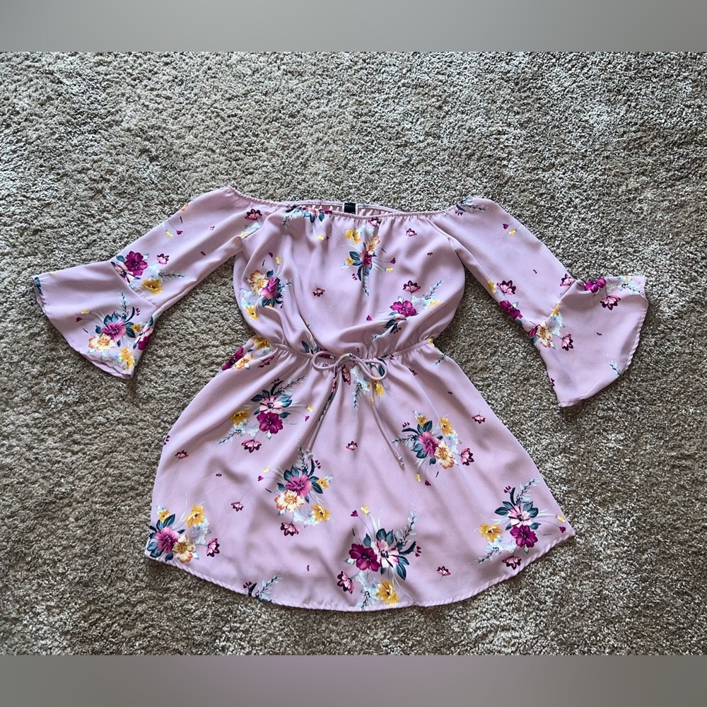 Windsor purple floral off the shoulder dress